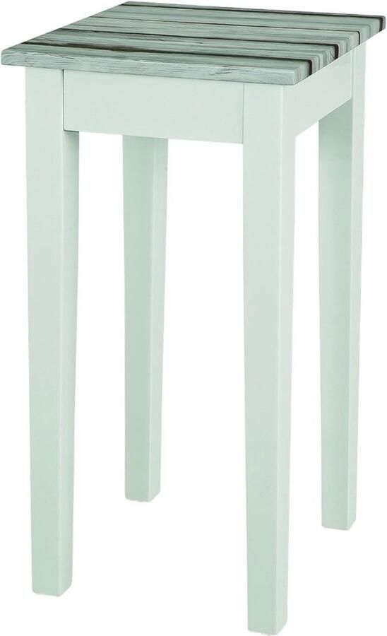 HK-Shop Tafel – Bijzettafel MDF – Hoogglans wit frame – Maritimo den plankdecor – Modern design – Compact formaat 30x30x61 cm