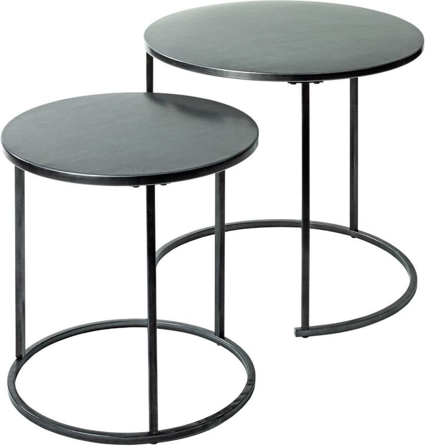 HK-Shop Tafel – Bijzettafel van industrieel metaal – Antraciet stalen buizen en metalen planken – Modern design – Robuust en ruimtebesparend