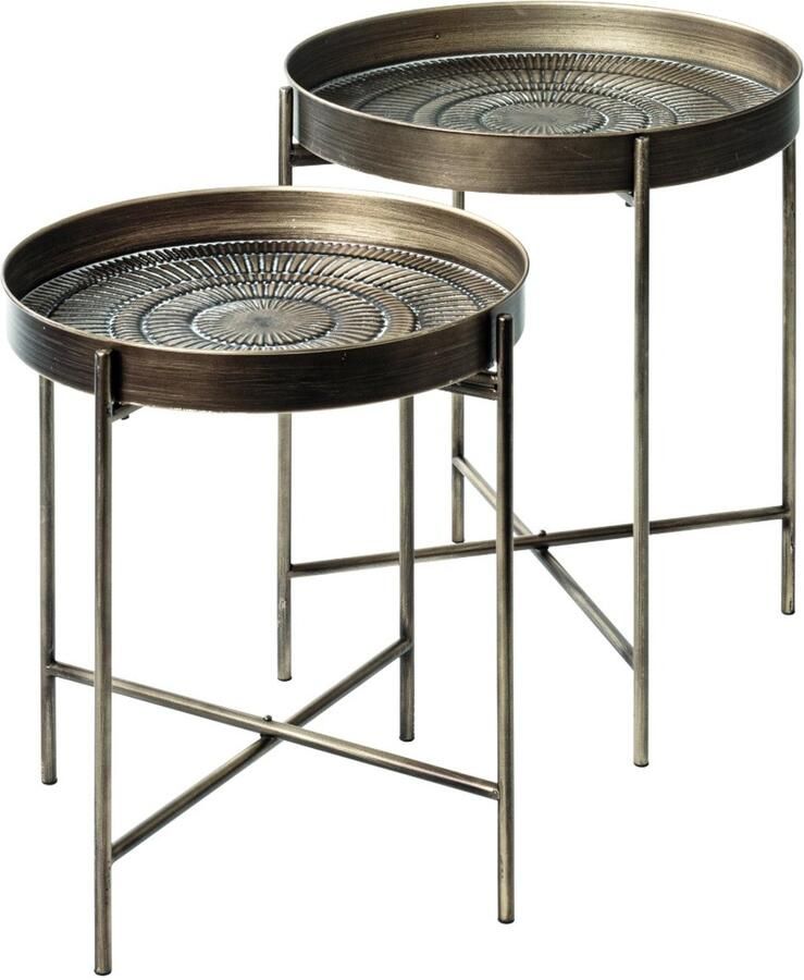 HK-Shop Tafel – Stijlvolle bijzettafel – Geverfd buisstaal en metalen planken in warm koper – Duurzaam en elegant design – Blikvanger voor elk interieur