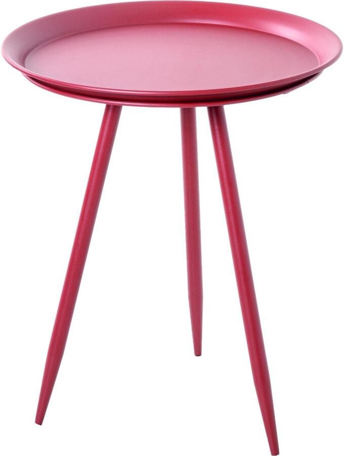 HK-Shop Tafel – Rood metalen bijzettafel – Stevig design – Opvallende kleur – Compact formaat 54 cm hoog – Rond met 44 cm diameter