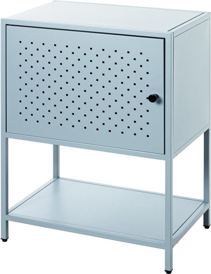 HK-Shop Wandtafel – Stalen buis en metaal – Grijs gepoedercoat – Compact 45x30x60 cm – Industrieel design – Met plank en deur