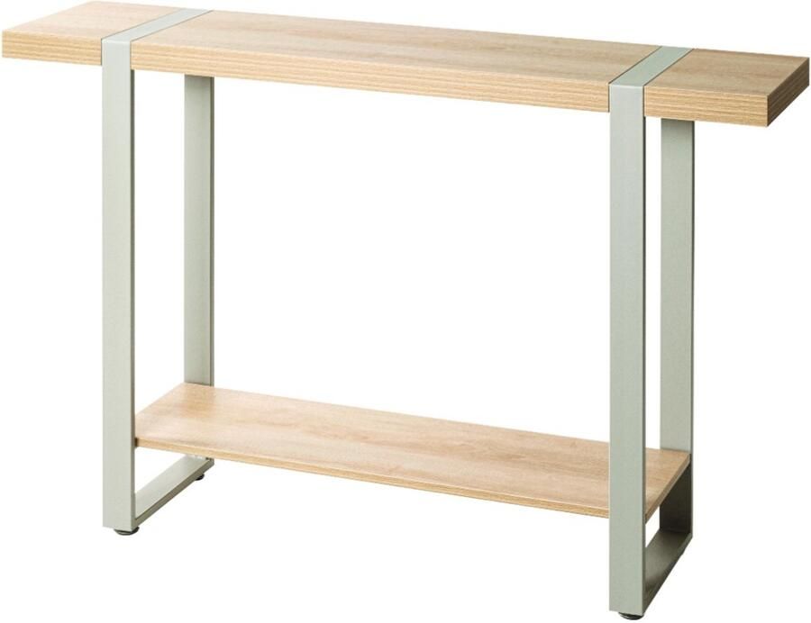 HK-Shop Wandtafel – Stijlvol stalen frame kasjmiergrijs – Natuurlijk eiken spaanplaat – 120 cm breed – Modern design – Stevig en elegant