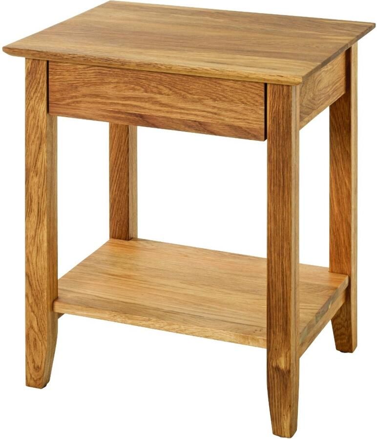 HK-Shop Wandtafel – Massief Eiken Geolied – Met Lade en Extra Plank – Warme Eikenkleur – Compact 50x40x60 cm – Duurzaam en Stijlvol Design