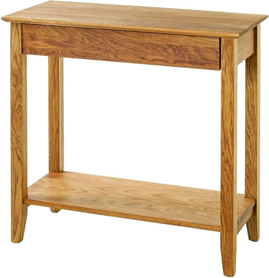 HK-Shop Wandtafel – Massief eiken geolied – Met lade en extra plank – Moderne eikenkleur – Stevig en compact – 75x35x75 cm