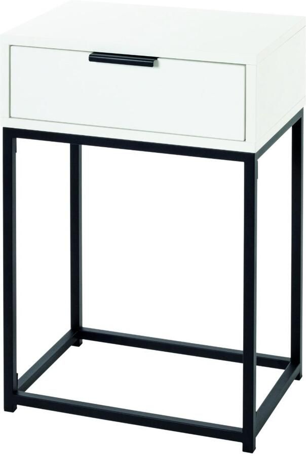 HK-Shop Wandtafel – Stijlvolle bijzettafel van zwart gepoedercoat staal en witte spaanplaat – Compact design 40x28x60 cm – Modern zwart-wit statement voor elk interieur