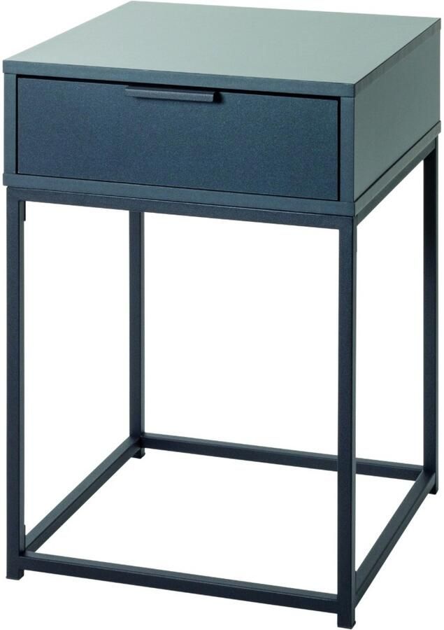 HK-Shop Wandtafel – Stijlvolle Bijzettafel van Zwart Stalen Frame – Antraciet Spaanplaat met Praktische Lade – Compact Design 40x40x60 cm – Modern en Stevig