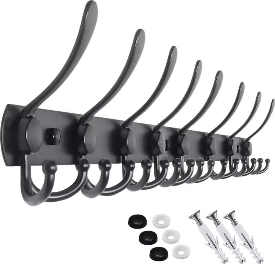 HMERCH Kapstok Wandkapstok Zwart met 24 haken RVS – 75 cm – Muurkapstok – Kapstok Hangend – Modern Industrieel – Kapstokken Metaal – Hangkapstop Muur Wand Hangkapstokken - Foto 2