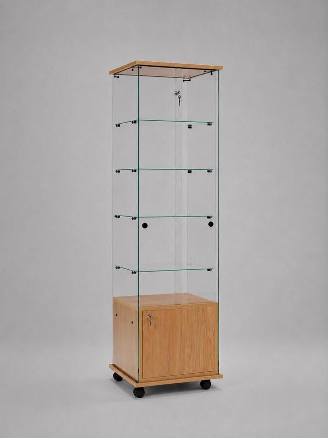 HMG Supplies Vitrine Floatline Volglas Elegance 5 O-B met onderkast Beuken zonder verlichting