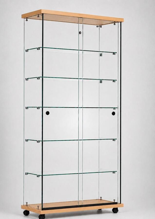 HMG Supplies Vitrine Floatline Volglas Elegance 6B Beuken zonder verlichting - Foto 2