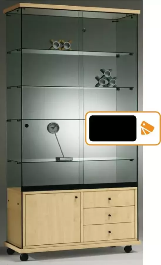 HMG Supplies Vitrine Floatline Elegance 6 met onderkast zwart