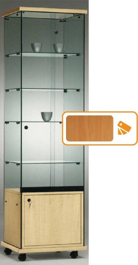 HMG Supplies Vitrine Floatline Volglas Elegance 5 O-B met onderkast Beuken zonder verlichting - Foto 2