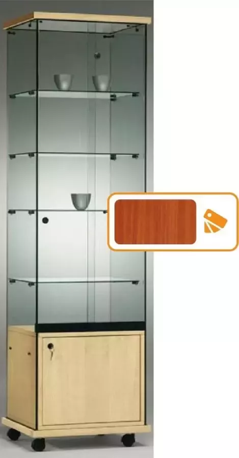 HMG Supplies Vitrine Floatline Volglas Elegance 5OPVK Kersen met Onderkast en plafondverlichting