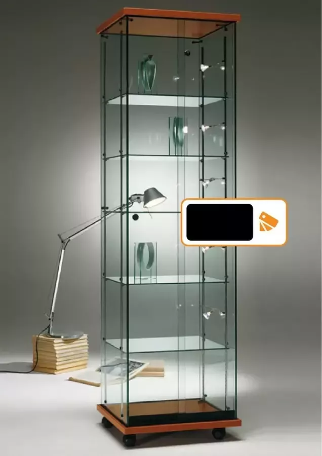HMG Supplies Vitrine Floatline Volglas Elegance 5RVZ zwart met led verlichtingsrail