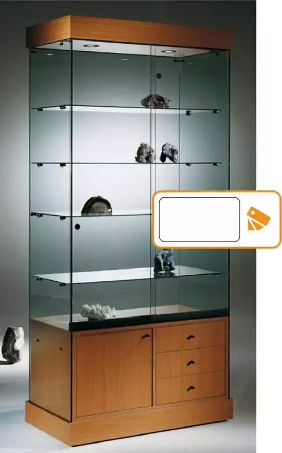 HMG Supplies Vitrine Floatline Volglas Nova 6 OW met onderkast kleur wit zonder verlichting