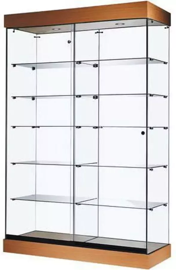 HMG Supplies Vitrine Floatline Volglas Nova 7PVB Beuken met verlichting