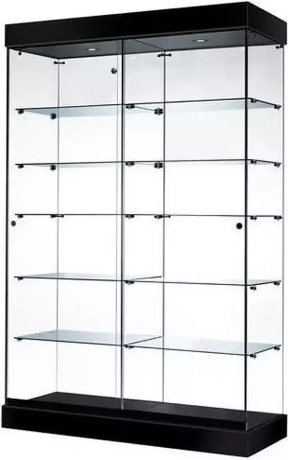 HMG Supplies Vitrine Floatline Volglas Nova 7Z Zwart zonder verlichting