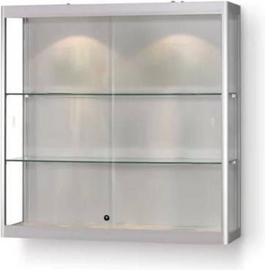 HMG Supplies Vitrine Trendline Essential aluminum wandmodel 1000 EWPVA kleur aluminium met Led plafondverlichting
