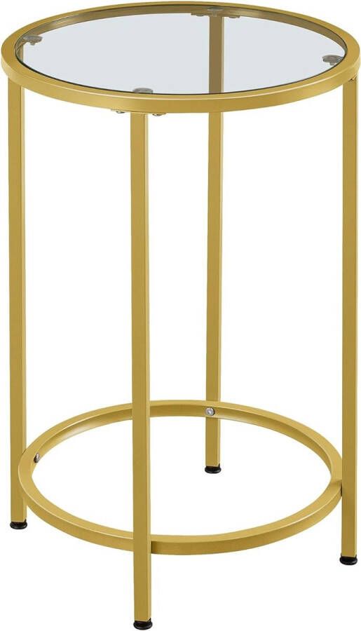 HMTM Besteltafel ronde salontafel met metalen frame klein nachtkastje gehard glas tafelblad glazen tafel voor woonkamer balkon 40 5 x 40 5 x 61 cm goud HM-YAHEE-411274