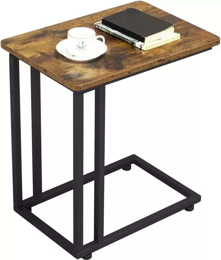 HMTM Bijzettafel C-vorm mobiele koffietafel banktafel op wieltjes woonkamertafel onderbank industrieel design voor koffie en laptop 50 x 35 x 59 5 cm HM-YAHEE-591768