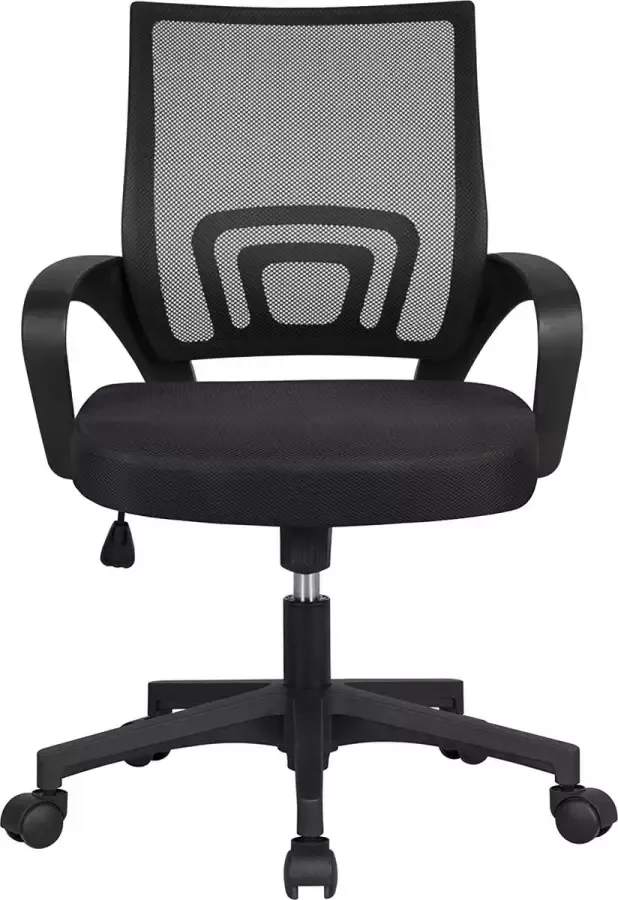 HMTM Bureaustoel ergonomische bureaustoel draaistoel met wieltjes managerstoel met mesh 360 graden draaibaar in hoogte verstelbaar kantelfunctie voor kantoor werkkamer zwart HM-YAHEE-591679