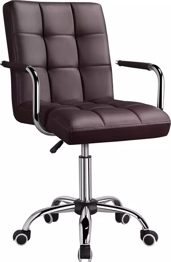 HMTM Bureaustoel ergonomische bureaustoel draaistoel van kunstleer in hoogte verstelbaar directiestoel met wielen bureaustoel met armleuningen bruin HM-YAHEE-591932
