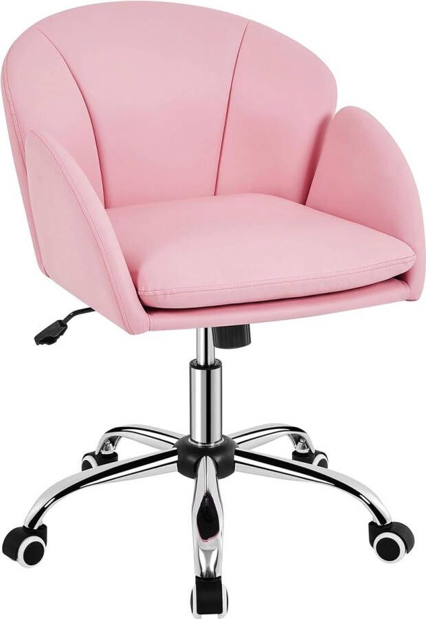 HMTM Bureaustoel ergonomische bureaustoel tot 136 kg belastbaar draaistoel in hoogte verstelbaar computerstoel met armleuningen en rugleuning voor slaapkamer kantoor woonkamer lichtroze HM-YAHEE-592424-Simple pink