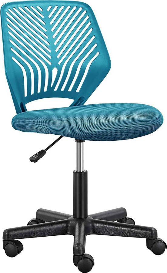 HMTM Bureaustoel met rugleuning bureaustoel draaistoel zonder armleuningen werkstoel in hoogte verstelbaar mesh 50 x 55 x 79-92 cm turquoise HM-YAHEE-592035