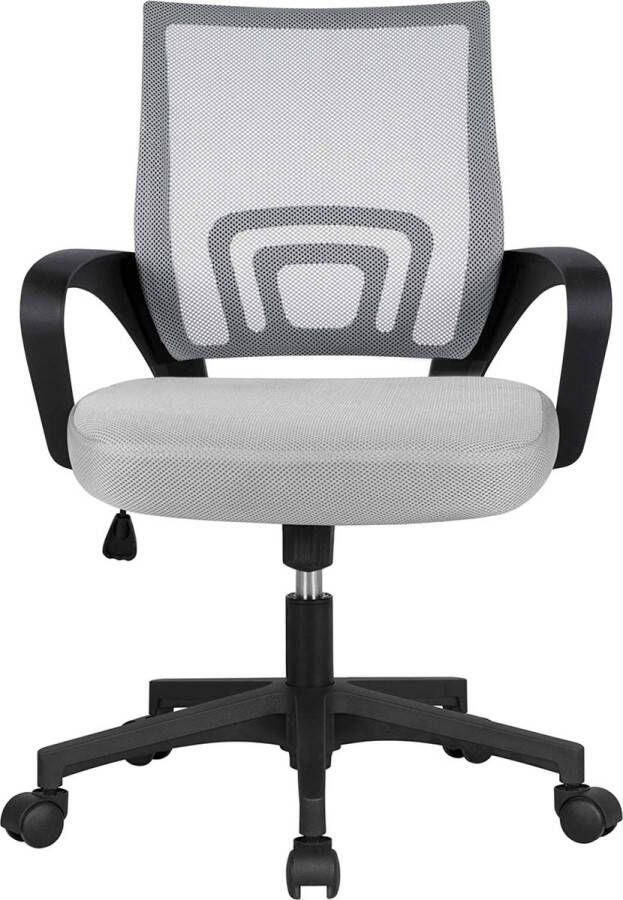 HMTM Ergonomische bureaustoel draaistoel met wieltjes bureaustoel met netrug directiestoel bureaudraaistoel in hoogte verstelbaar bureaustoel voor kantoor werkkamer kantelfunctie grijs HM-YAHEE-591679