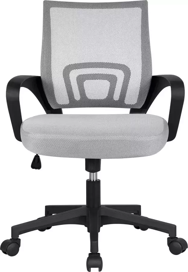HMTM Ergonomische bureaustoel draaistoel met wieltjes bureaustoel met netrug directiestoel bureaudraaistoel in hoogte verstelbaar bureaustoel voor kantoor werkkamer kantelfunctie grijs HM-YAHEE-591679