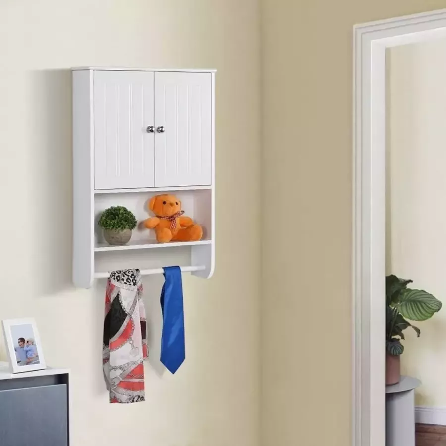HMTM Hangkast wandkast badkamerkast keukenkast opbergrek met deur en legplank wit LBH: 48 5 x 14 x 73 cm HM-YAHEE-592152