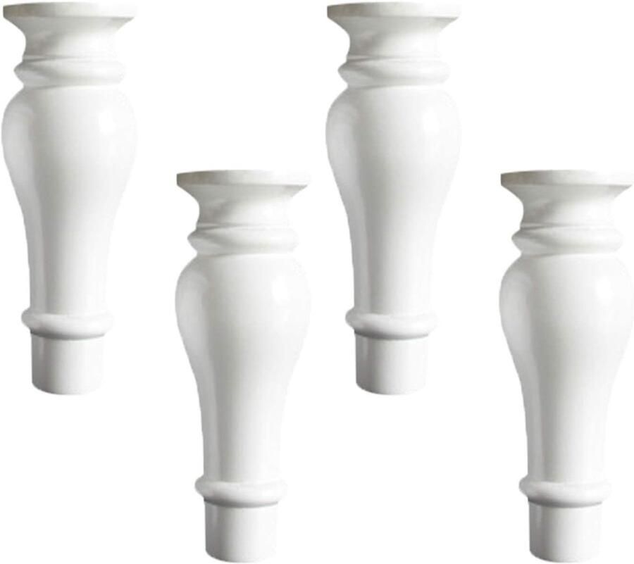 HMTM 4 stuks houten meubelpoten tafelpoten pompoentype massief hout vervanging meubelpoten voor bank bed kast hout vervanging voor kast stoel bank bed wit (18cm)
