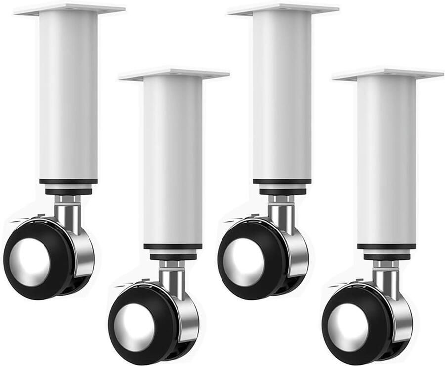HMTM 4 stuks meubelpoten met wielen met remmen telescopische kastpoten stalen mobiele tafelpoten metalen verstelbare tafelpoten bed kast bankpoten vervangende kastpoten