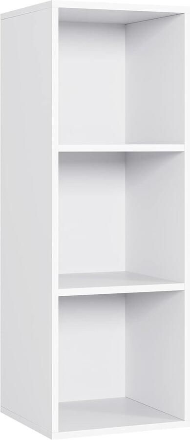 HMTM Boekenkast met 3 vakken boekenkast staand rek kantoorrek voor woonkamer werkkamer 30 x 30 x 80 cm wit -FP-107