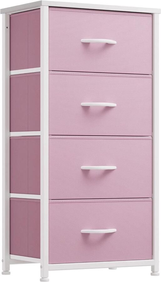 HMTM Commode kast opbergkast 4 stoffen laden met handgrepen opbergkast roze