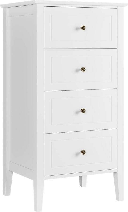 HMTM Commode met 4 schuifladen kast wit bijzetkast smal voor slaapkamer hal woonkamer 50x40x95cm -F-081