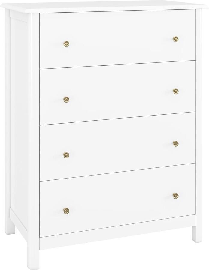 HMTM Commode wit ladekast met 4 laden dressoir veel opbergruimte multifunctionele kast van hout voor slaapkamer woonkamer hal 40 x 74 x 94 cm -H-M-042-107