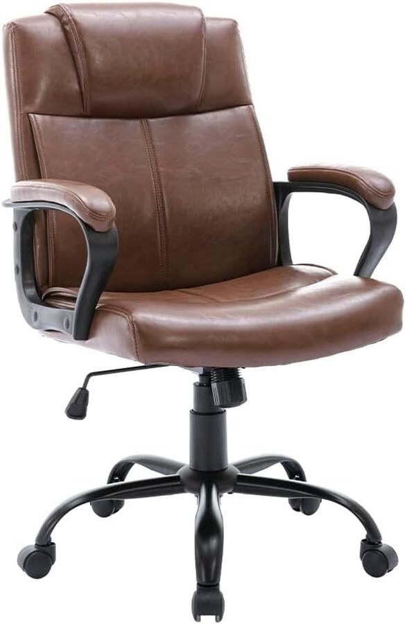 HMTM Directeursstoel bruin bureaustoel ergonomisch PU-leer ergonomische bureaustoel vintage draaistoel 150 kg met hoogteverstelling en kantelfunctie