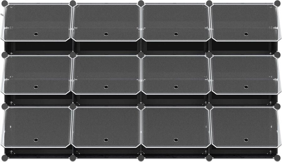 HMTM DIY vloer staande schoenenrek organisator plastic multifunctionele opslag (4 kolommen x 6 lagen wit)