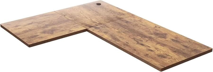 HMTM Duurzaam stabiel hoekbureau 18 mm tafelblad 160 x 120 cm grote DIY L-vormige plank voor bureau in hoogte verstelbaar elektrisch MDF-materiaal bruin -0186-T1