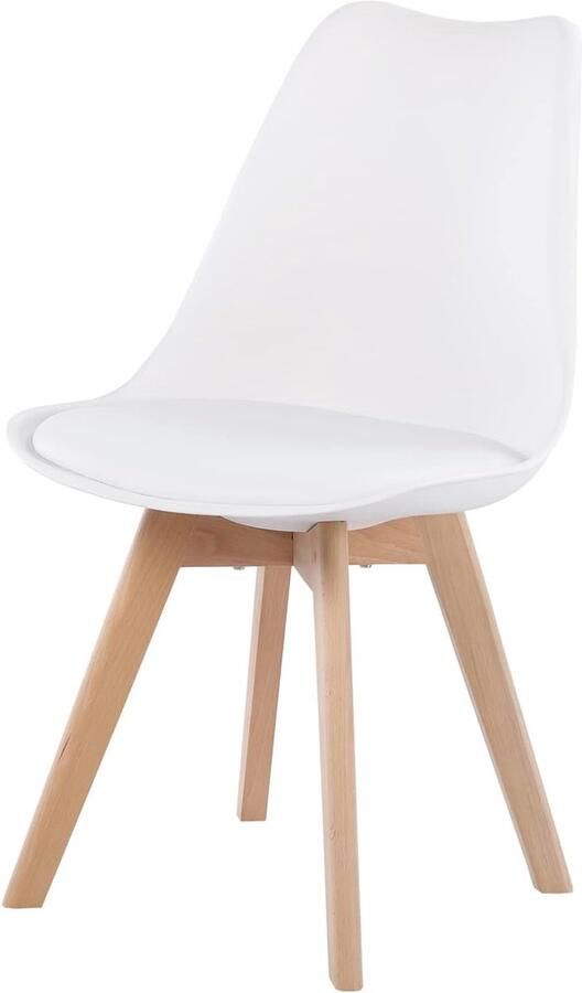 HMTM Eetkamerstoel Scandinavisch met massief beukenpoten SGS-getest gestoffeerde stoel slaapkamer keukenstoelen wit