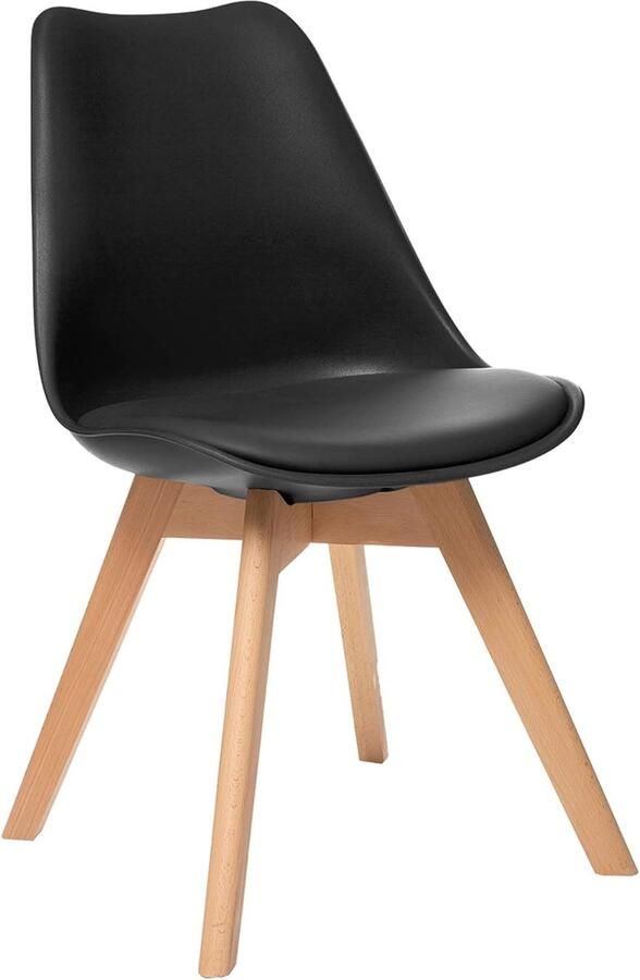 HMTM Eetkamerstoel Scandinavisch met massief beukenpoten SGS-getest gestoffeerde stoel slaapkamer keukenstoelen Zwart