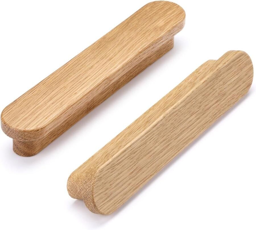 HMTM Kastgrepen hout 2 stuks voor kasten gatafstand 160 mm voor keukenmeubels laden en houten handgrepen commode (eikenhout)