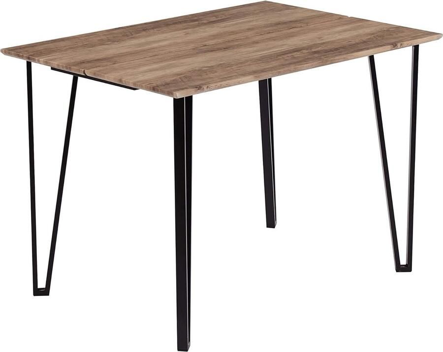 HMTM Rechthoekige eettafel hout retro industrieel design bruin keukentafel met metalen poten voor eetkamer woonkamer