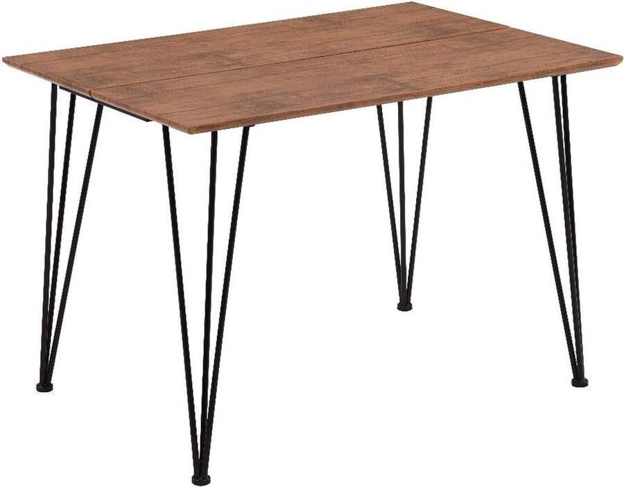 HMTM Rechthoekige eettafel van hout retro industrieel design keukentafel met metalen poten voor eetkamer en woonkamer bruin . GF-017
