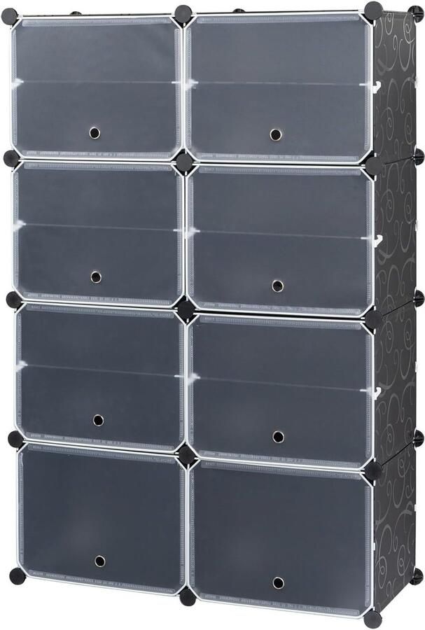 HMTM Schoenenkast grote schoenenopberger met deuren stapelbare kunststof planken voor schoenen jassen kleine apparatuur 14 kubussen