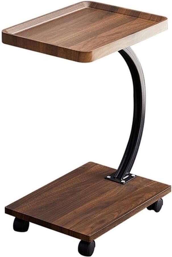 HMTM Sofa eindtafel C-vormige bank bijzettafel bank salontafel nachtkastje vierkante tafel voor woonkamer slaapkamer kantoor met 4 wielen (bruin: 40* 30* 60 cm)