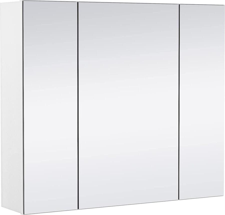 HMTM Spiegelkast badkamerkast met 3 speeldeuren opbergkast wandkast medicijnkast hangkast voor badkamer 70 5 × 15 × 60 5 cm wit -FMD-611962-041-503948