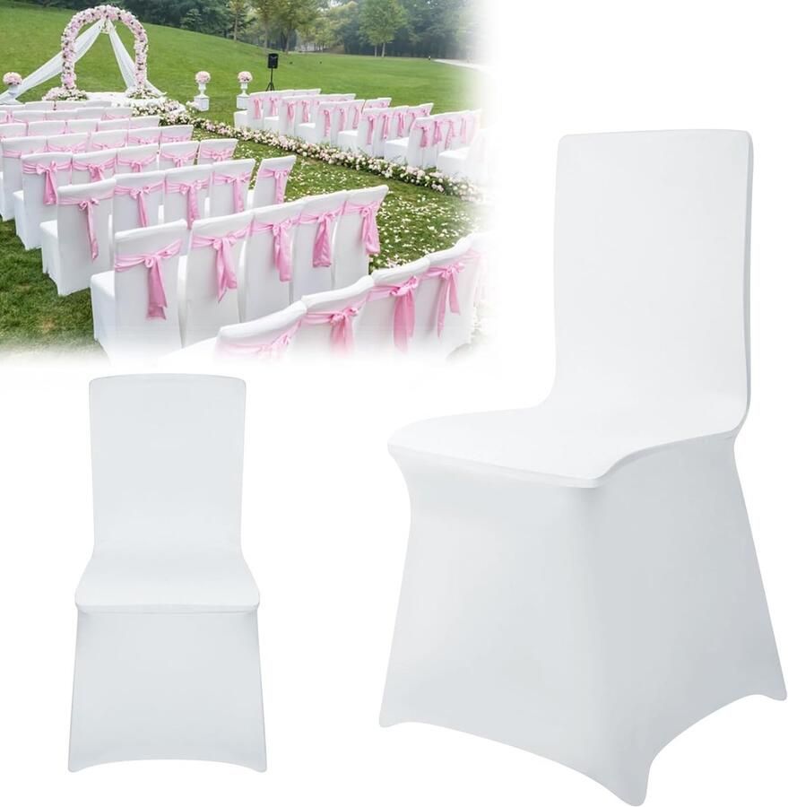 HMTM Stoelhoezen van lycra 10 stuks voor eetkamer bruiloft hotel restaurant banket wit