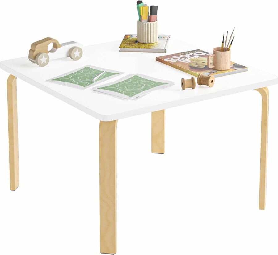 HMTM Kindertafel kinderkamertafel bureau voor kinderen schildertafel kleine tafel om te spelen en te schilderen voor kinderkamer van hout 75 x 75 x 55 cm