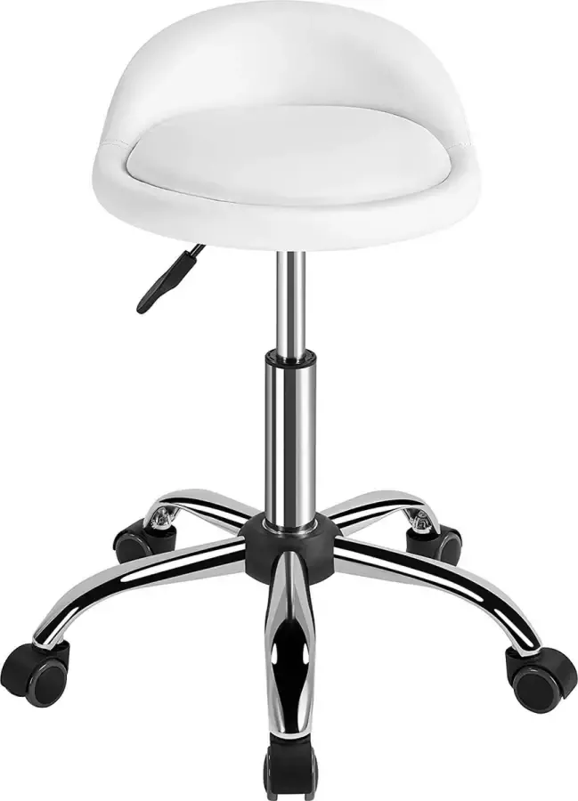 HMTM Rolkruk draaikruk werkkruk praktijkkruk draaistoel bureaukruk met wieltjes massagesalon van kunstleer wit HM-YAHEE-591554 592312